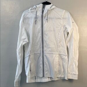Columbia Womens White Hooded Zip-Up Jacket wind breaker rain jacket size medium